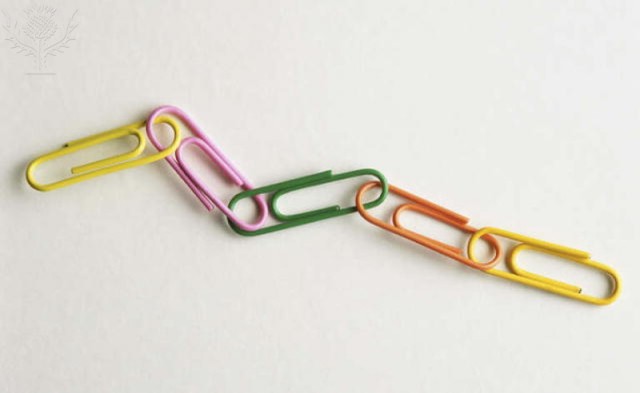 Five differently-coloured paperclips joined together into a chain. [Photograph]. Retrieved from Encyclopædia Britannica ImageQuest.  http://quest.eb.com/#/search/118_797605/1/118_797605/cite